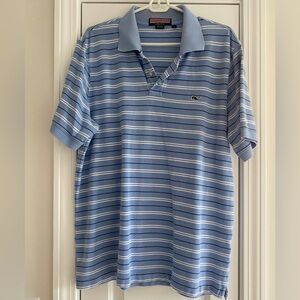 Men's Vineyard Vines Polo - Blue Stripe - Large